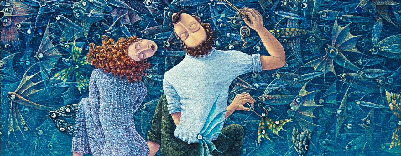 De la serie Pescadores de Sueños. Pareja de pescadores, 2016. Óleo sobre tela. 80 x 65cm