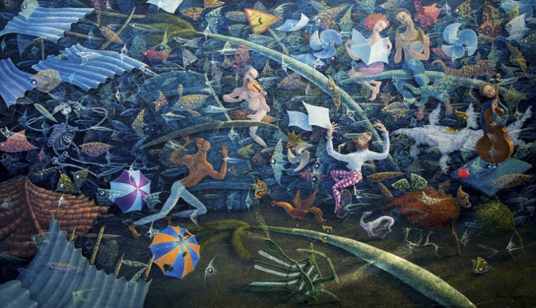 De la serie Huracanes. No "pasaranopasaran", 2012. Óleo sobre tela. 300 x 120cm