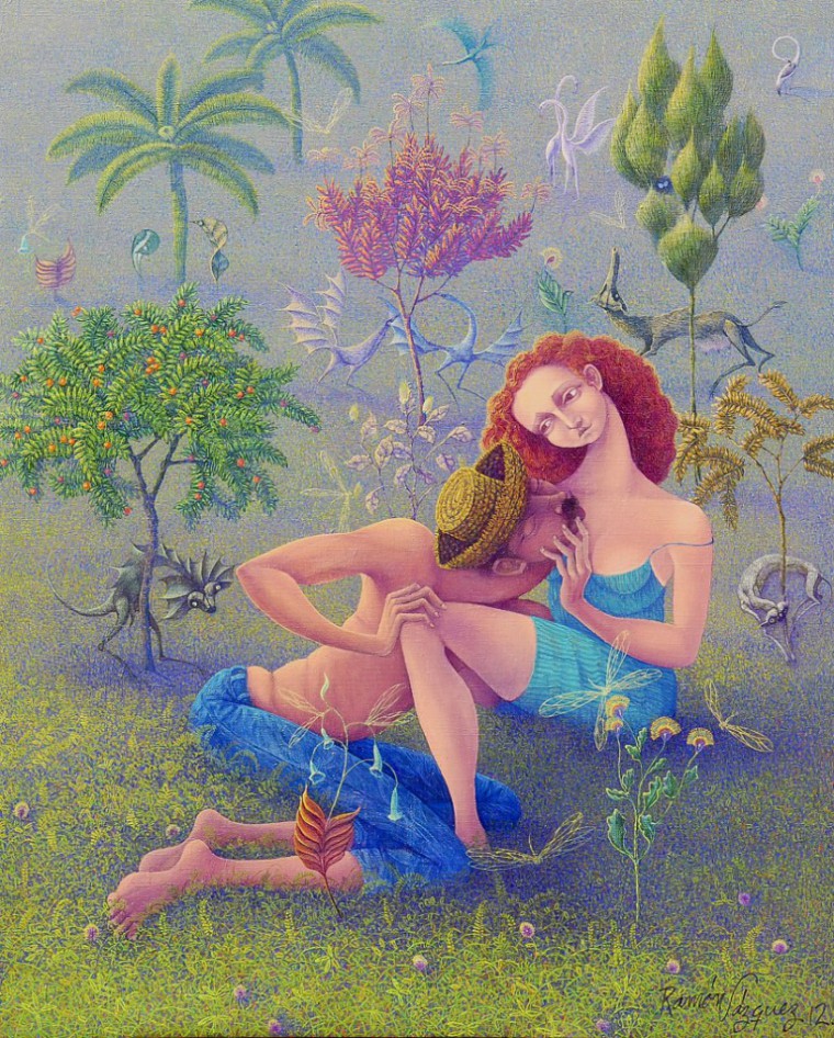 De la serie Parejas en el Jardín. Novios en el jardín, 2012. Óleo sobre tela. 80 x 65cm