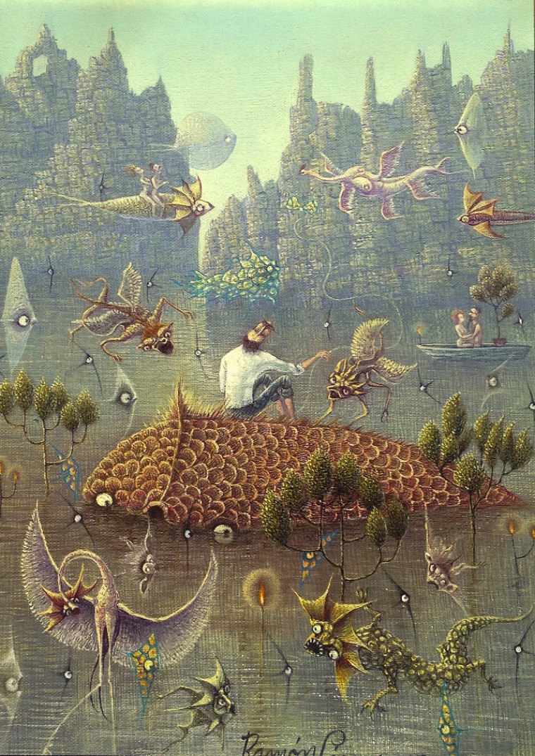 De la serie Pescadores de Sueños. El gran pez, 2015. Óleo sobre tela. 35 x 25cm