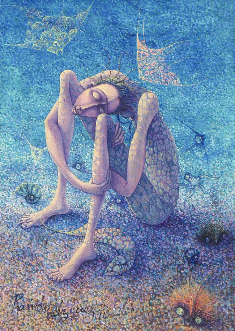 De la serie Pescadores de Sueños. Metamorfosis de un pescador, 2011. Óleo sobre tela. 35 x 25cm