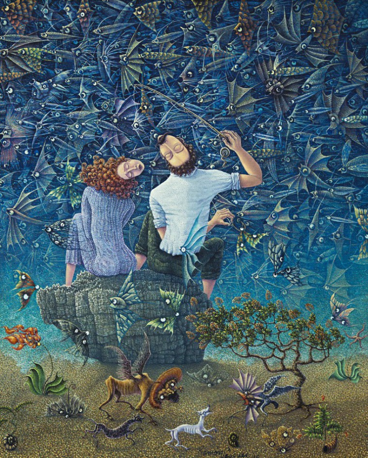 De la serie Pescadores de Sueños. Pareja de pescadores, 2016. Óleo sobre tela. 80 x 65cm