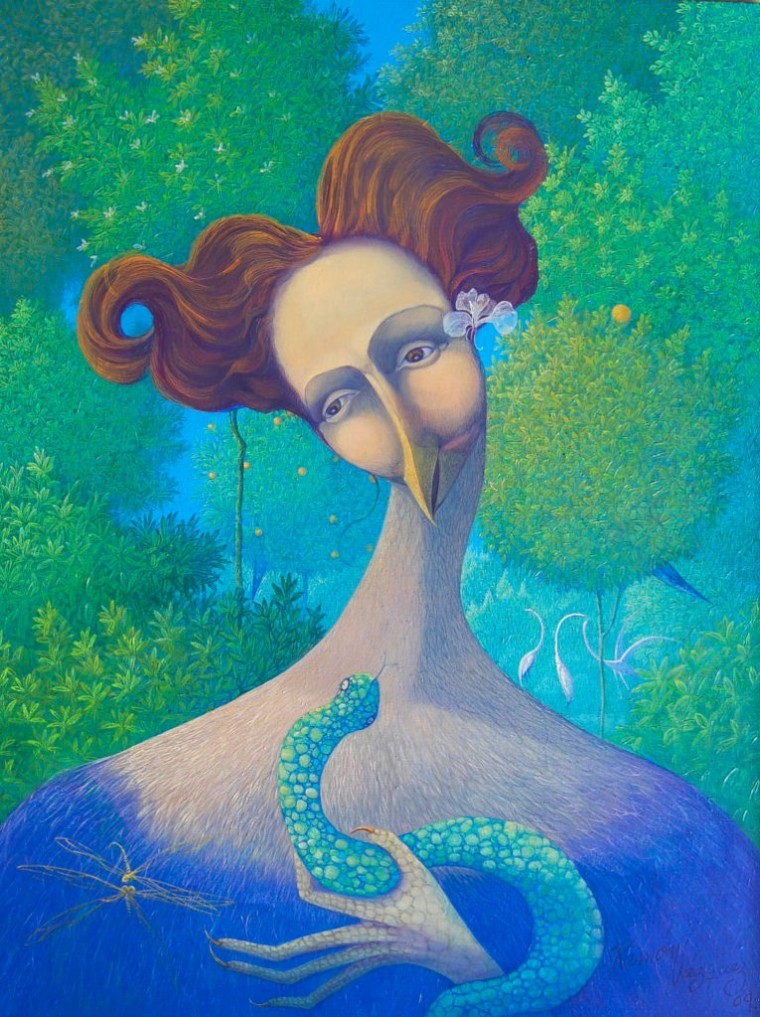 De la serie Retratos. Cazadora de serpientes, 2009. Óleo sobre tela. 40 x 30cm