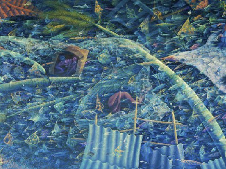 De la serie Huracanes. Huracan 2, 2012. Óleo sobre tela. 120 x 300cm